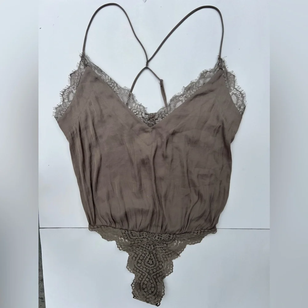 Free People Intimately HBD Lace Satin Bodysuit